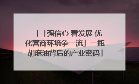 「强信心 看发展 优化营商环境争一流」一瓶胡麻油背后的产业密码