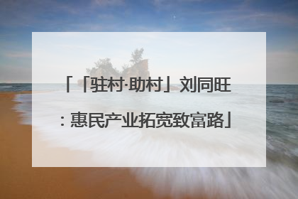 「驻村·助村」刘同旺：惠民产业拓宽致富路