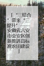 “三结合”带来“三提升”——安徽省六安市金安区创新推进高标准农田建设