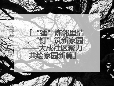 “锤”炼邻里情，“钉”筑新家园——大成社区聚力共绘家园新篇