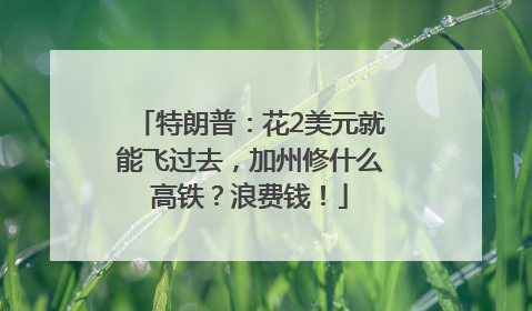 特朗普：花2美元就能飞过去，加州修什么高铁？浪费钱！
