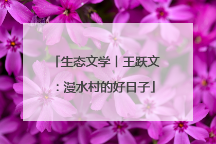 生态文学丨王跃文：漫水村的好日子