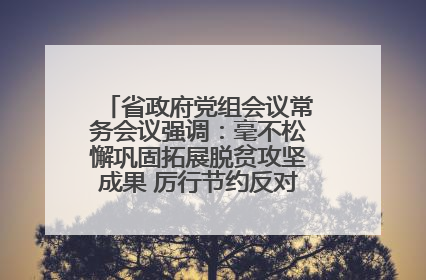 省政府党组会议常务会议强调：毫不松懈巩固拓展脱贫攻坚成果 厉行节约反对浪费弘扬优良作风