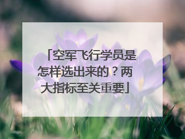 空军飞行学员是怎样选出来的？两大指标至关重要