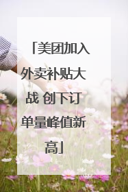 美团加入外卖补贴大战 创下订单量峰值新高