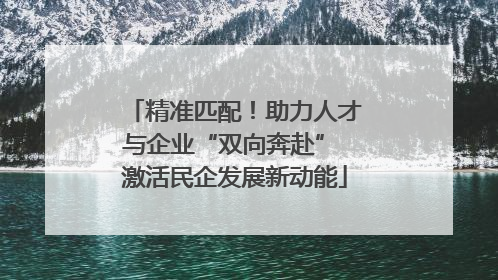 精准匹配！助力人才与企业“双向奔赴” 激活民企发展新动能