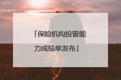 保险机构投管能力成绩单发布