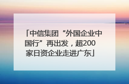 中信集团“外国企业中国行”再出发，超200家日资企业走进广东