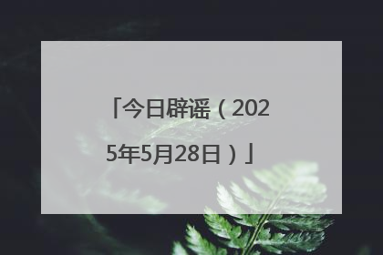 今日辟谣（2025年5月28日）