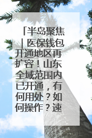 半岛聚焦｜医保钱包开通地区再扩容！山东全域范围内已开通，有何用处？如何操作？速戳→