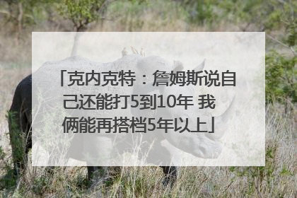 克内克特：詹姆斯说自己还能打5到10年 我俩能再搭档5年以上