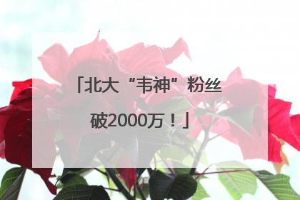 北大“韦神”粉丝破2000万！
