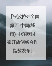 宁波位列全国第五 中国(城市)-中东欧国家开放创新合作指数发布