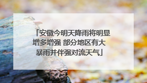 安徽今明天降雨将明显增多增强 部分地区有大暴雨并伴强对流天气
