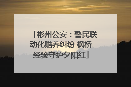 彬州公安：警民联动化赡养纠纷 枫桥经验守护夕阳红