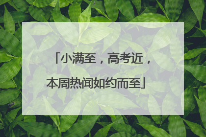 小满至，高考近，本周热闻如约而至