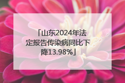 山东2024年法定报告传染病同比下降13.98%