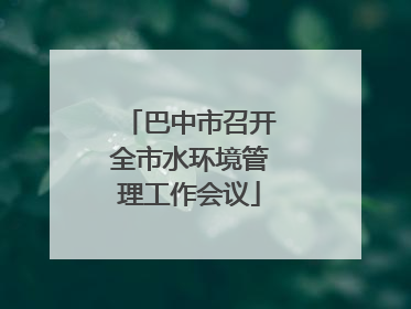 巴中市召开全市水环境管理工作会议