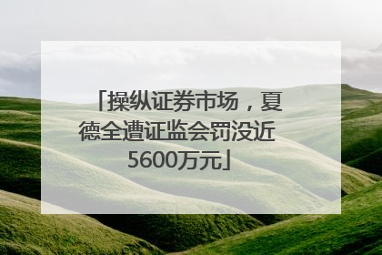 操纵证券市场，夏德全遭证监会罚没近5600万元