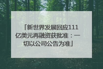 新世界发展回应111亿美元再融资获批准：一切以公司公告为准