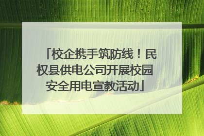 校企携手筑防线！民权县供电公司开展校园安全用电宣教活动