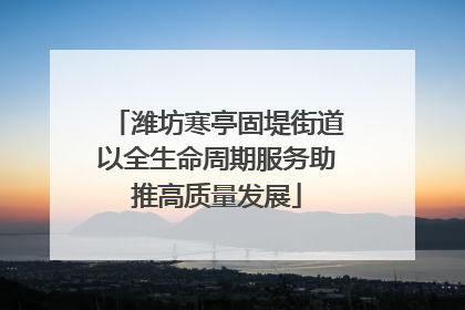 潍坊寒亭固堤街道以全生命周期服务助推高质量发展