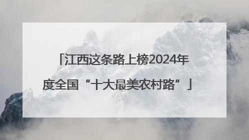江西这条路上榜2024年度全国“十大最美农村路”