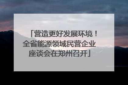 营造更好发展环境！全省能源领域民营企业座谈会在郑州召开