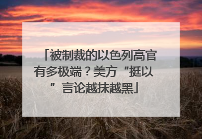 被制裁的以色列高官有多极端？美方“挺以”言论越抹越黑