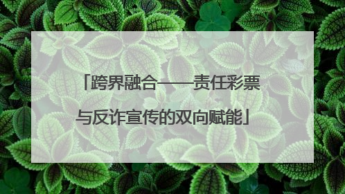 跨界融合——责任彩票与反诈宣传的双向赋能