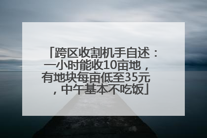 跨区收割机手自述：一小时能收10亩地，有地块每亩低至35元，中午基本不吃饭