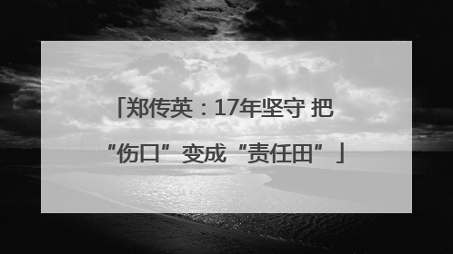 郑传英：17年坚守 把“伤口”变成“责任田”