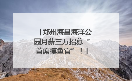 郑州海昌海洋公园月薪三万招募“首席摸鱼官”！