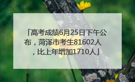 高考成绩6月25日下午公布，菏泽市考生81602人，比上年增加1710人