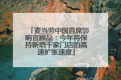 麦当劳中国首席影响官顾磊：今年将保持新增千家门店的高速扩张速度