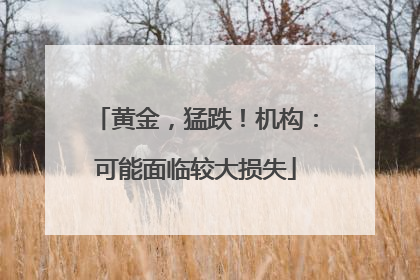 黄金，猛跌！机构：可能面临较大损失