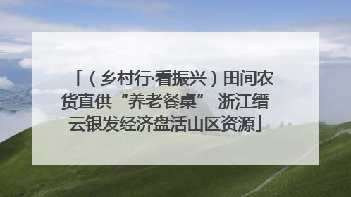 （乡村行·看振兴）田间农货直供“养老餐桌” 浙江缙云银发经济盘活山区资源