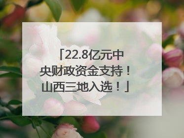 22.8亿元中央财政资金支持！山西三地入选！