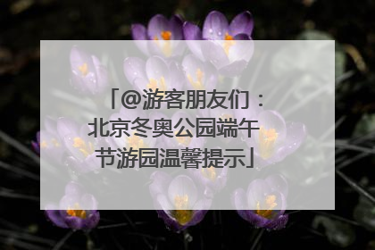 @游客朋友们：北京冬奥公园端午节游园温馨提示